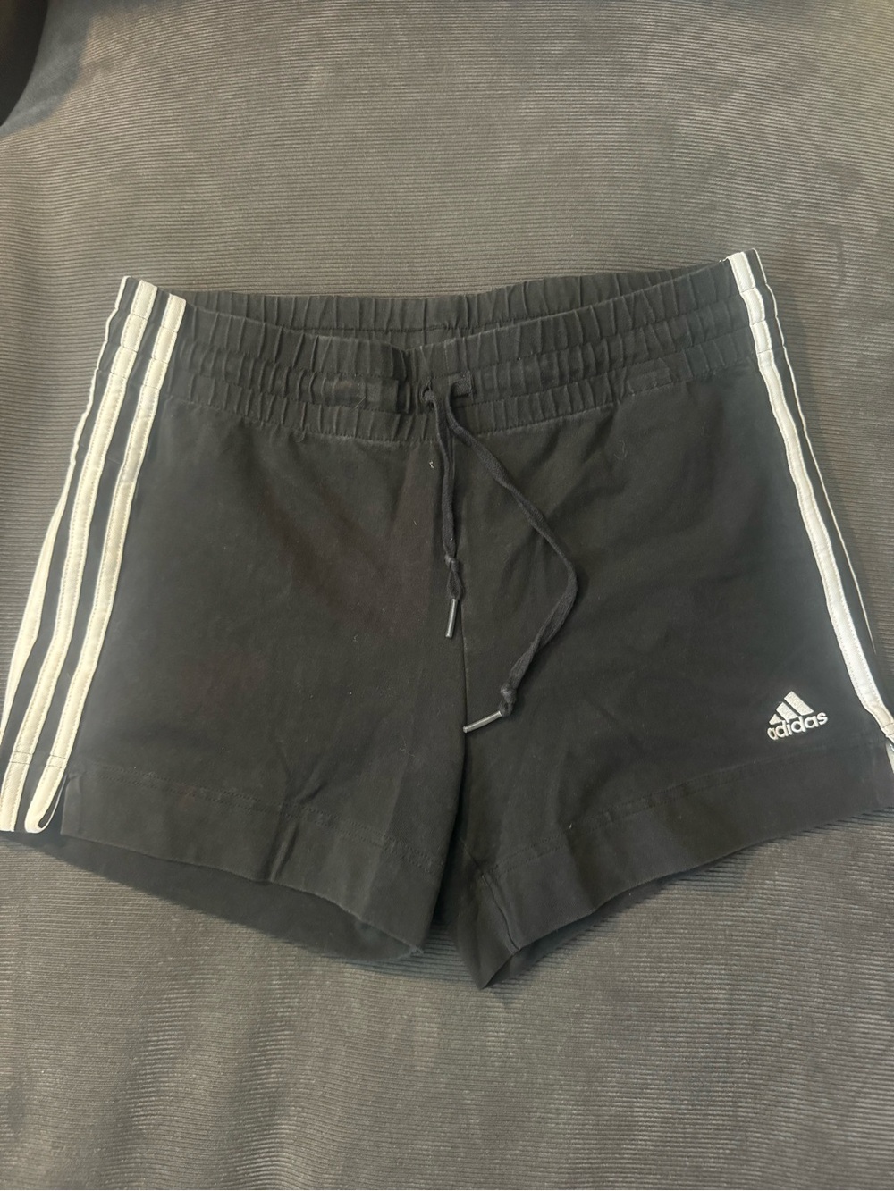 adidas Black Athletic Shorts with White 3-Stripe Trim
